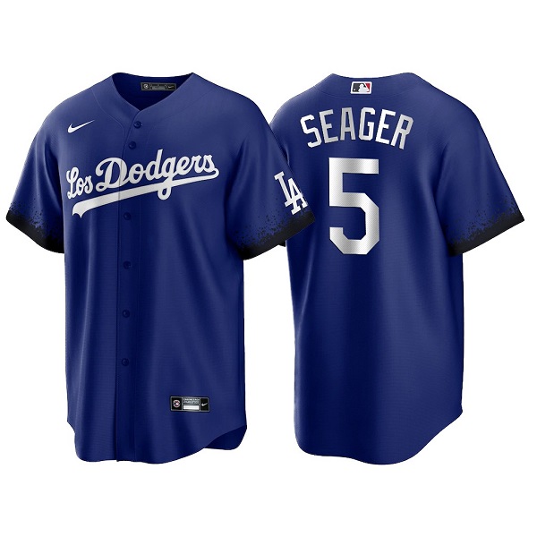 Men's Los Angeles Dodgers #5 Corey Seager 2021 Royal City Connect Cool Base Stitched Baseball Jersey Men's Los Angeles Dodgers #5 Corey Seager 2021 Royal City Connect Cool Base Stitched Baseball Jersey
